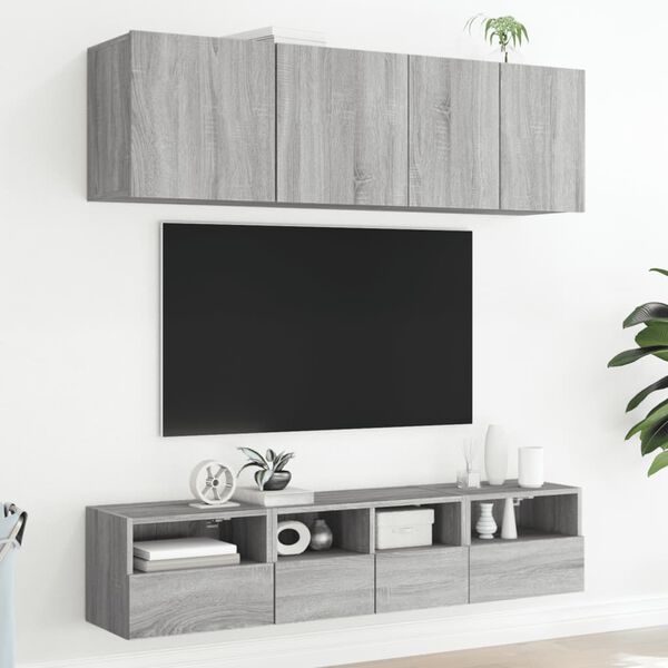 vidaXL Mobili TV Muro 2pz Grigio Sonoma 40x30x30 cm Legno Multistrato