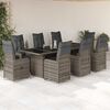 vidaXL Set Bistr&ograve; da Giardino 9 pz con Cuscini in Polyrattan Grigio