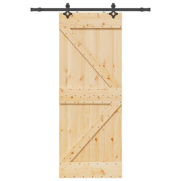 vidaXL Porta Scorrevole con Set Hardware 80x210 cm Legno Massello Pino