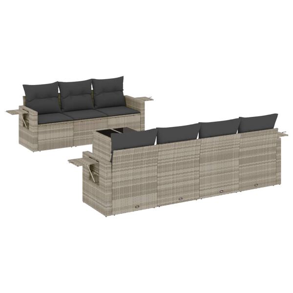 vidaXL Set Divano da Giardino 8pz con Cuscini Grigio Chiaro Polyrattan