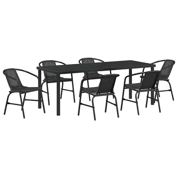 vidaXL Set da Pranzo per Giardino 7 pcs Nero