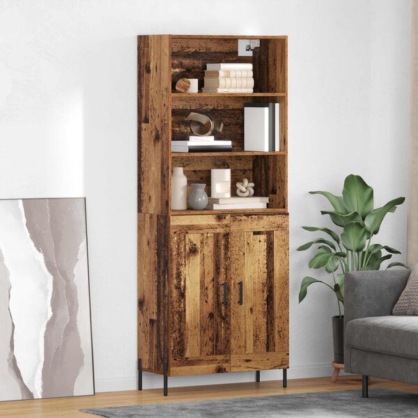 vidaXL Credenza Legno vecchio 69,5 x 32,5 x 180 cm Legno multistrato