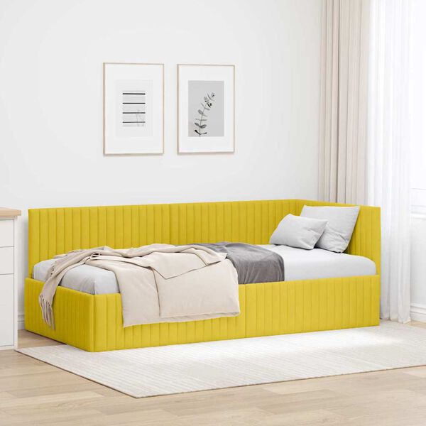 vidaXL Cornice del letto ad angolo Giallo 90 cm x 200 cm Velluto