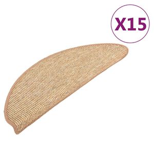 vidaXL Tappetini per scale 15 pz 65x21x4 cm Marrone chiaro Semicircolari Grandi