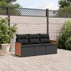 vidaXL Set Divani da Giardino 3 pz con Cuscini in Polyrattan Nero