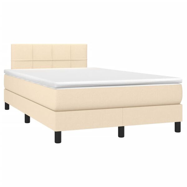 vidaXL Letto a Molle con Materasso e LED Crema 120x190 cm in Tessuto