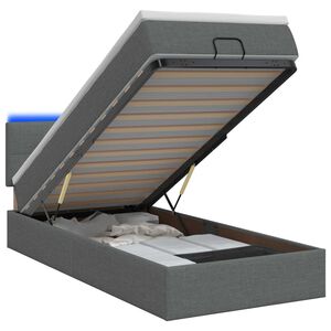 vidaXL Letto Ottomano con Materasso e LED Grigio Scuro 80 x 200 cm