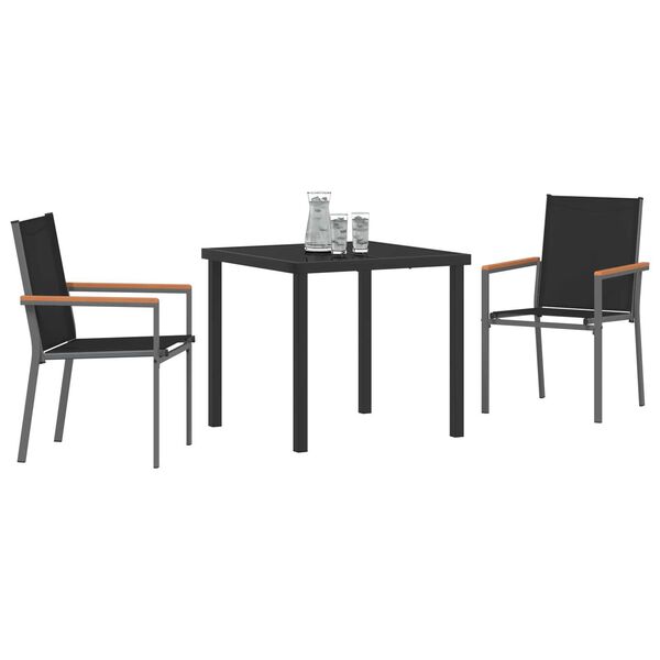vidaXL Set da Pranzo per Giardino 3 pcs Nero