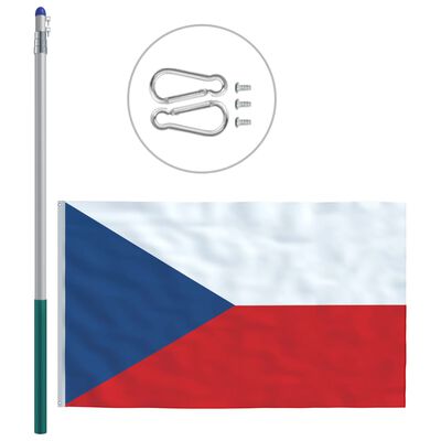 vidaXL Bandiera della Cechia con Pennone in Alluminio 6 m