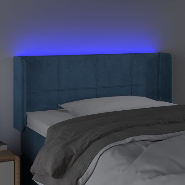 vidaXL Testiera a LED Blu Scuro 83x16x78/88 cm in Velluto