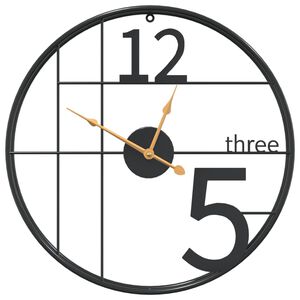 vidaXL Orologio da Parete Nero &Oslash;50 cm in Ferro