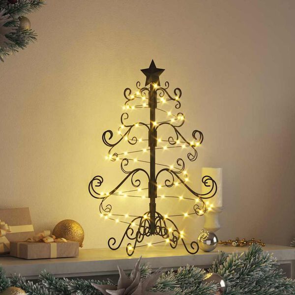 vidaXL Albero di Natale in metallo con supporto Nero 60 cm