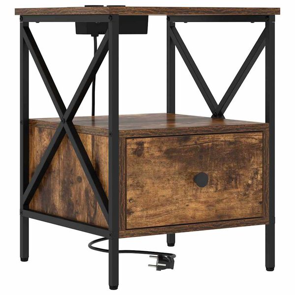 vidaXL Armadio da Notte con cassetto Rovere fum&eacute; 41,5 x 40,5 x 55 cm