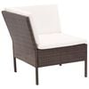 vidaXL Set Divani da Giardino 3 pz con Cuscini in Polyrattan Marrone