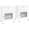 vidaXL Comodini 2 pz Bianchi 40x30x54,5 cm Acciaio e Vetro