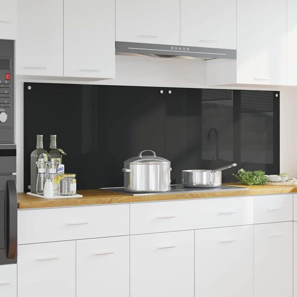 vidaXL Rivestimento da Cucina 2 pcs Nero 90 x 60 cm vetro temperato