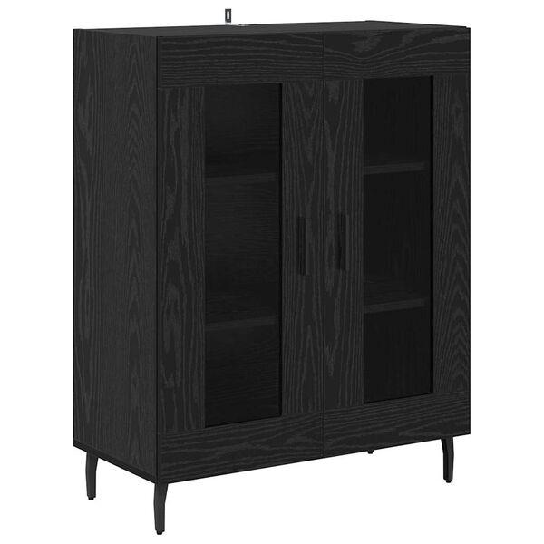 vidaXL Credenza Rovere Nero 69,5 x 34 x 90 cm Legno multistrato
