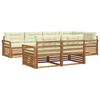 vidaXL Set di divani da esterno con cuscino 7 pcs Naturale e Crema