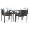 vidaXL Set Pranzo da Giardino 5pz con Cuscini in Polyrattan e Acciaio