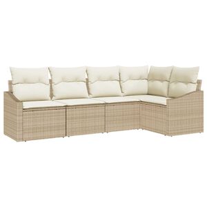 vidaXL Set di divani con cuscino 5 pcs Beige e Crema polyrattan