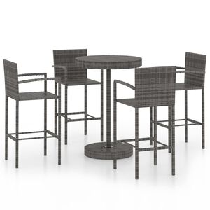 vidaXL Set da Bar da Giardino 5 pz in Polyrattan Grigio