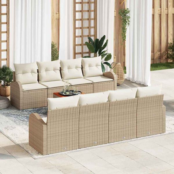 vidaXL Set Divano da Giardino 9 pcs Beige e Crema polyrattan