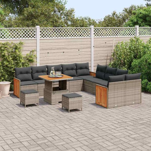 vidaXL Set Divano da Giardino con cuscino 17 pcs Grigio polyrattan