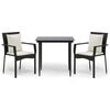 vidaXL Set da Pranzo da Giardino 3 pz con Cuscini Nero in Polyrattan
