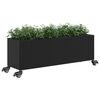 vidaXL Fioriera con Ruote e 3 Vasi Nera 107x32x38 cm in Polyrattan