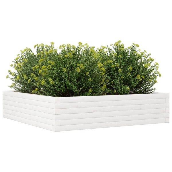 vidaXL Fioriera da Giardino Bianca 100x100x23 cm Legno Massello Pino