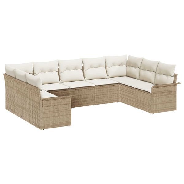 vidaXL Set Divano da Giardino con cuscino Beige polyrattan