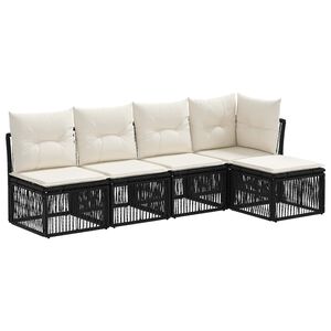vidaXL Set Divano da Giardino 5 pz Nero polyrattan
