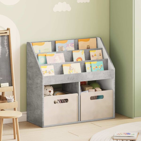 vidaXL Libreria per Bambini Grigio cemento 72,5 x 29,5 x 69 cm
