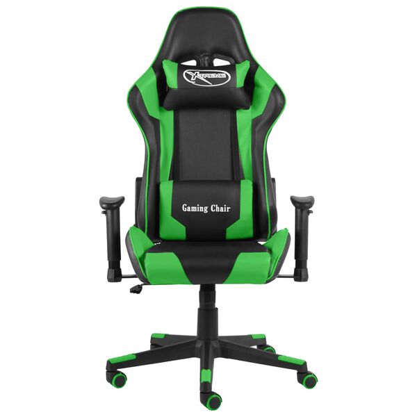 vidaXL Sedia da Gaming Girevole Verde in PVC