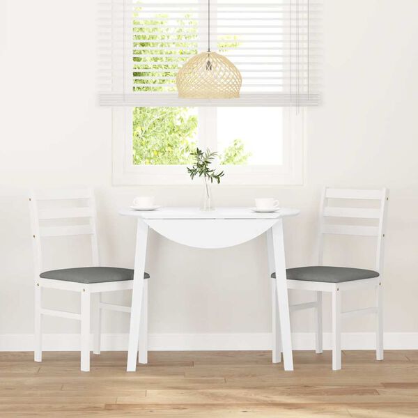 vidaXL Sedie da Pranzo con Cuscini 2 pz Bianco Legno Massello di Hevea