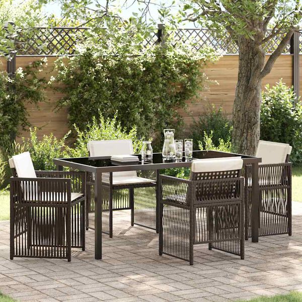 vidaXL Set da Pranzo per Giardino 5 pcs Marrone