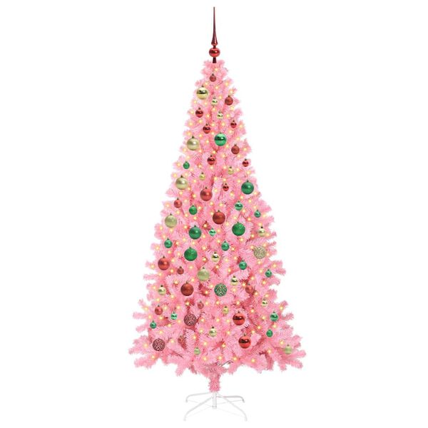 vidaXL Albero di Natale con 300 LED con supporto Rosa 180 cm PVC