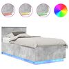 vidaXL Struttura del letto con strisce LED Grigio cemento 70 x 190 cm