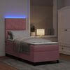 vidaXL Letto a Sorgente LED con materasso Rosa 80 x 200 cm Velluto