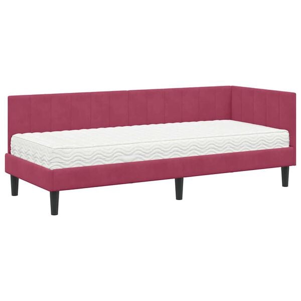 vidaXL Struttura Letto Angolare con Materasso 2 pcs Verde Velluto