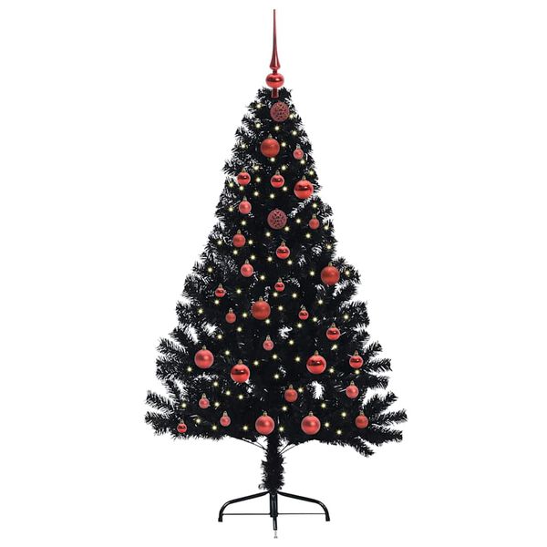 vidaXL Albero di Natale artificiale con luci integrate Nero 150 cm PVC