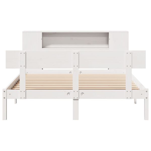 vidaXL Letto Libreria senza Materasso Bianco 120x190 cm Legno di Pino