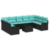 vidaXL Set Divano da Giardino con cuscino 10 pcs Nero Poly Rattan