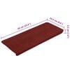 vidaXL Tappetini Autoadesivi per Scale 15 pz 65x24,5x3,5 cm Rosso