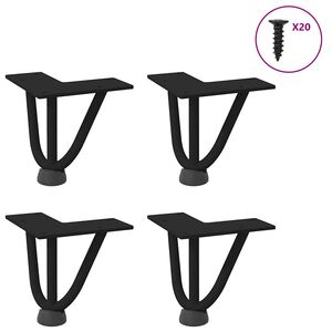 vidaXL Gambe a forcina per tavolino da caff&egrave; 4 pz nere 10 cm in acciaio massiccio