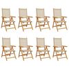 vidaXL Sedie Giardino Reclinabili 8pz Beige Polyrattan Legno Massello