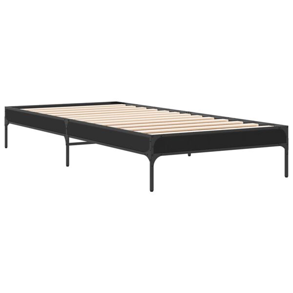 vidaXL Giroletto Nero 90x190 cm in Legno Multistrato e Metallo