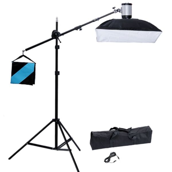 Set flash foto strobo 120W,soft box 50 x70 cm.,boomstand