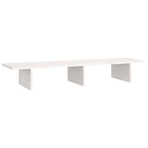 vidaXL Supporto per Monitor Bianco 100x27x15 cm Legno Massello di Pino