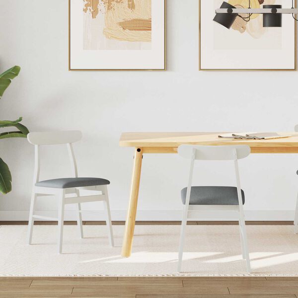 vidaXL Sedia da pranzo 2 pcs Bianco e Grigio Legno Massello